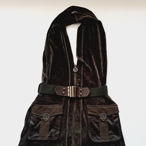 VDP Italian Dark Green Velvet Open back Dress Size 42 - Picture 15 of 16